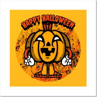 Happy Halloween Mr. Pumpkin Graphic Posters and Art